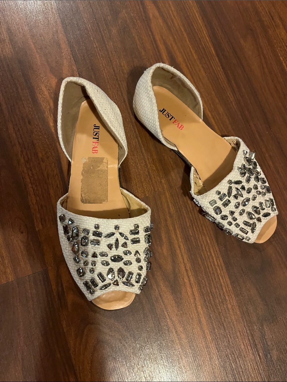 JustFab Ivory Crystal-Embellished flats